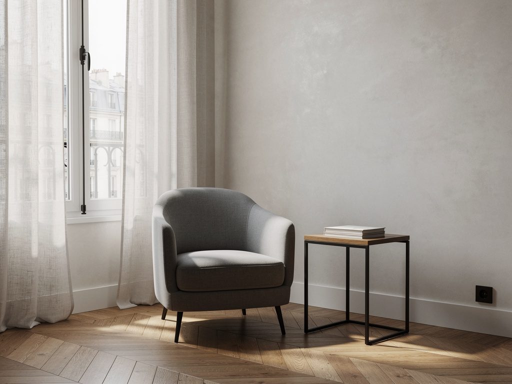 Salon du cabinet, fauteuil et lumière naturelle